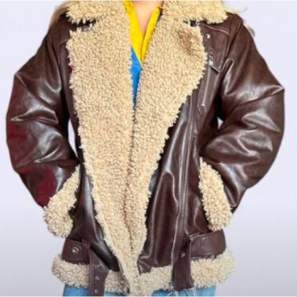 WeWoreWhat Brown Shearling Jacket - image 1